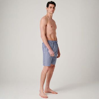 Men's 'Navy Spark' Stripe Crisp Cotton Pyjama Shorts, 2 of 4