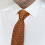 Men's Square End Knitted Tie With Dots | Caramel Brown, thumbnail 5 of 5