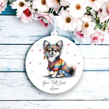 Personalised Chihuahua Hippie Dog Decoration B, 2 of 2