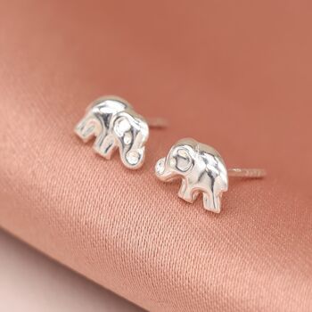 Sterling Silver Elephant Stud Earrings, 2 of 11