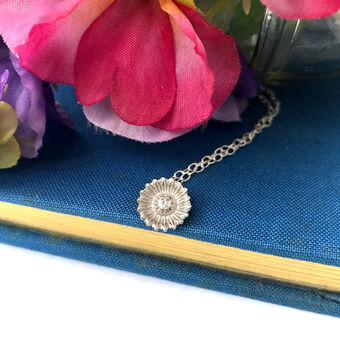 Mother's Day Sterling Silver Mini Sunflower Necklace, 3 of 12