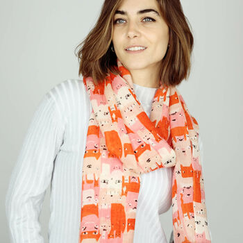 Fine Wool Cat Print Scarf, 5 of 8