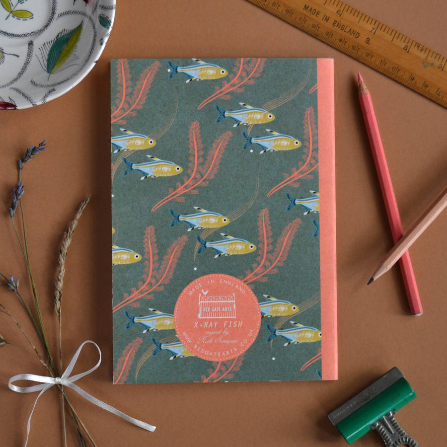 X Ray Fish Pattern Notebook A5 Size By Red Gate Arts