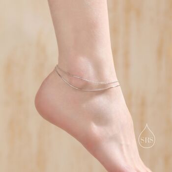 Sterling Silver Double Layer Anklet, 8 of 11
