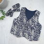 Navy Floral Newborn Waistcoat And Bow Tie Set, thumbnail 1 of 3