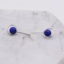 Sterling Silver 'Blue Planet' Saturn Planet Halo Stud Earrings With Lapis Lazuli Gemstone, thumbnail 4 of 12