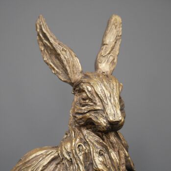 Gold Sitting Hare Figurine – Lifelike Ornament, 2 of 4