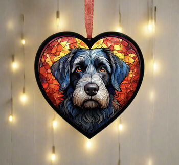 Schnauzer Stained Glass Effect Heart Suncatcher, 5 of 5