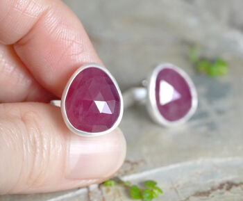 16ct Natural Ruby Cufflinks In Sterling Silver, 3 of 3