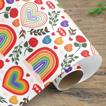 Gay Valentines Day Heart Wrapping Paper Roll #615, 3 of 3