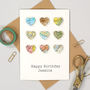 Personalised World Map Traveller Birthday Hearts Card, thumbnail 1 of 2