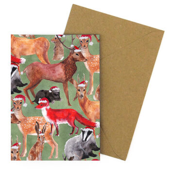 Christmas Sylvan Forest Animals Print Greetings Card, 4 of 7