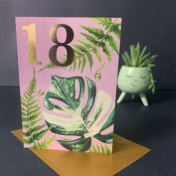 18th Birthday Houseplants Card With Gold Type, 2 of 3