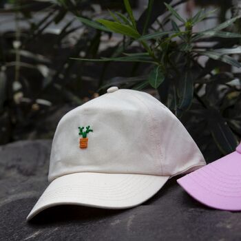 Unisex Hand Embroidered Cap With Cactus, 3 of 5