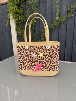 Leopard Print Tote Bags, Three Stunning Designs, Tan/ Pink, Black/ Grey, Cream/Tan, 4 of 8