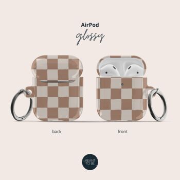 Almond Check Air Pods Case With Keychain, 3 of 5