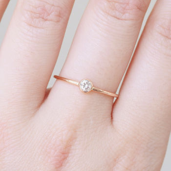 Rose Gold Bezel Diamond Engagement Ring, 3 of 7
