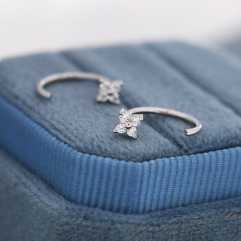 Tiny Hydrangea Cz Flower Huggie Hoop Earrings, 3 of 12