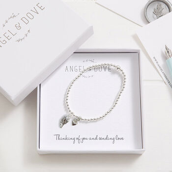 Silver Plated Wing And Heart Bracelet Sympathy Gift, 2 of 6
