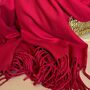 Super Soft Plain Pashmina Tassel Scarf In Berry Red, thumbnail 3 of 3