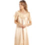 British Made Gold Short Sleeved Satin Nightdress With Lace Detail Ladies Size 8 To 28 UK, thumbnail 1 of 5