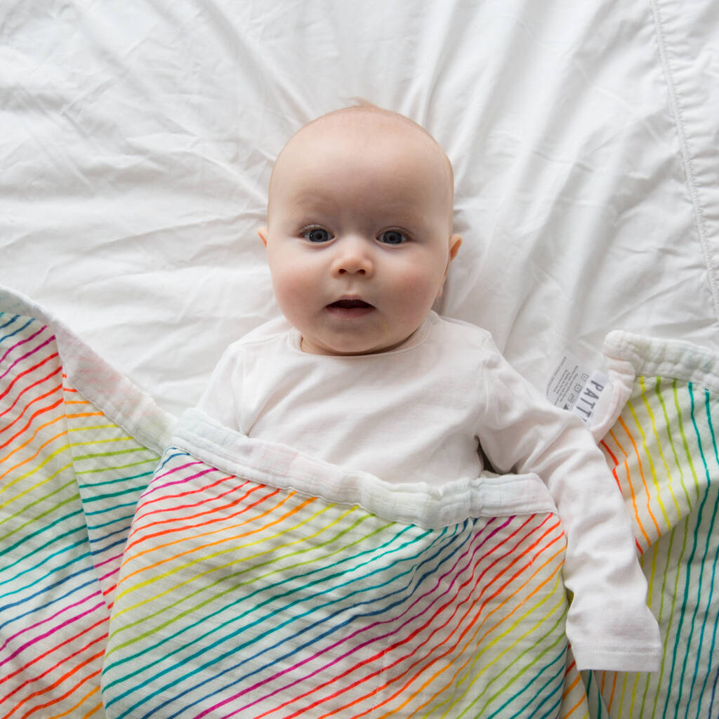 Rainbow Organic Cotton Muslin Blanket By Pattie & Co