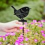 Recycled Metal Wren Silhouette Garden Stake, thumbnail 1 of 5