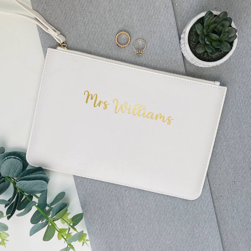 Personalised Bride Mrs Wristlet Pouch, 1 of 9