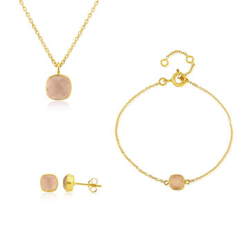Brooklyn Rose Quartz And Gold Plated Jewellery Set, 6 of 6