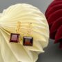 Garnet 18k Gold Plated Square Drop Earrings, thumbnail 1 of 4