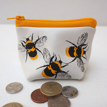 Small Leather Coin Purse With Bees, 2 of 5