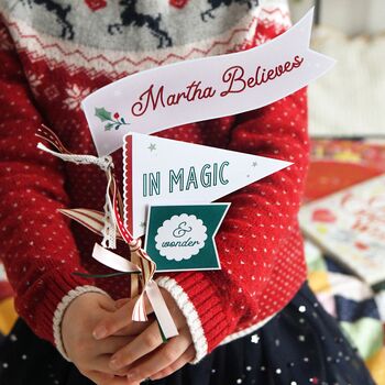 Personalised Believe In Magic Christmas Flags Card, 7 of 12