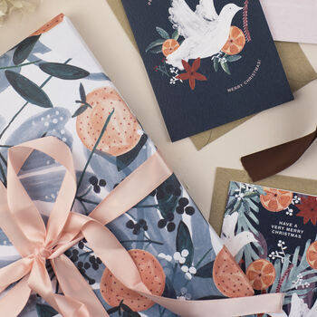 Christmas Swans And Oranges Wrapping Paper, 3 of 3