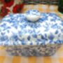 Lidded Butterdish In Blue Blossom Chintz Design, thumbnail 2 of 6