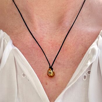 Mini Bead Drop On Black Cord Necklace, 2 of 4