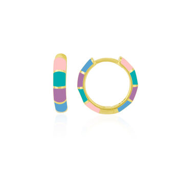 Enamel Rainbow Sterling Silver Hoop Earring, 2 of 4