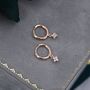 Sterling Silver Extra Tiny Hydrangea Flower Cz Huggie Hoop Earrings, thumbnail 5 of 12