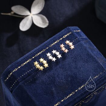 Star Trio Screw Back Earrings In Sterling Silver, 6 of 12