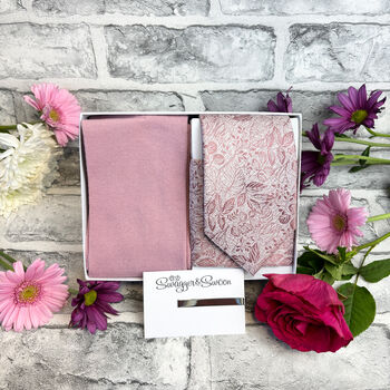 Desert Rose Woodland Leaves Wedding Tie Set, 2 of 6