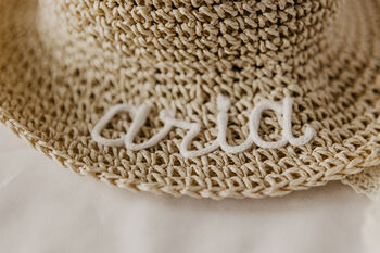 Girls Personalised Woven Straw Sun Hat, 3 of 5