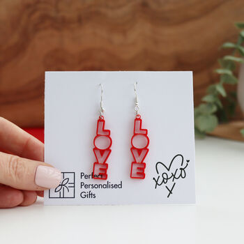 Love Drop Acrylic Red Earrings, 4 of 11