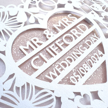 Personalised Wedding Day Papercut Heart Card, 3 of 6