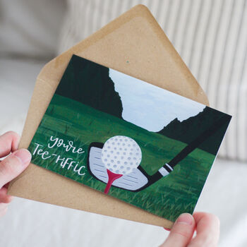 'You're Tee Riffic' Funny Golf Dad Card, 2 of 2