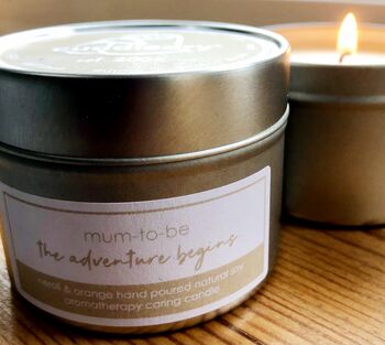 Mum To Be 'The Adventure Begins' Aromatherapy Candle, 4 of 7