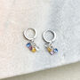 Dainty Huggie Hoops With Rainbow Gem Drops, thumbnail 1 of 2