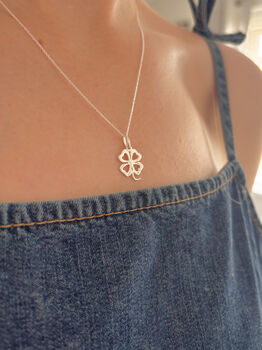 Four Leaf Clover Sterling Silver Necklace, 5 of 7