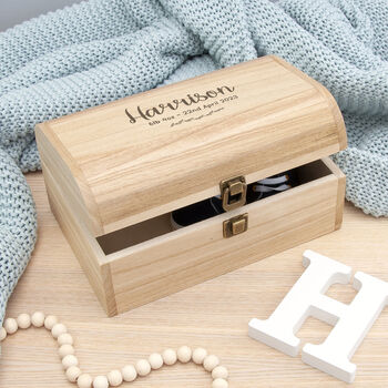 Personalised New Baby Wooden Keepsake Chest, 6 of 10