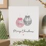 Personalised Nan And Grandad Bauble Christmas Card, thumbnail 1 of 7