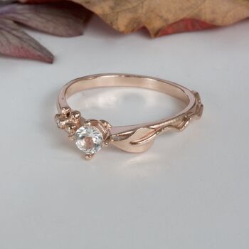 Ariel Leaf Engagement Ring, Gold And Morganite, 2 of 8