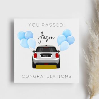 You Passed Driving Test Card Congratulations Personalised Pink Or Blue Balloons Male Female Boy Girl Design, 2 of 2